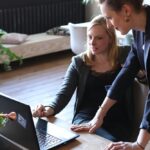 two women working